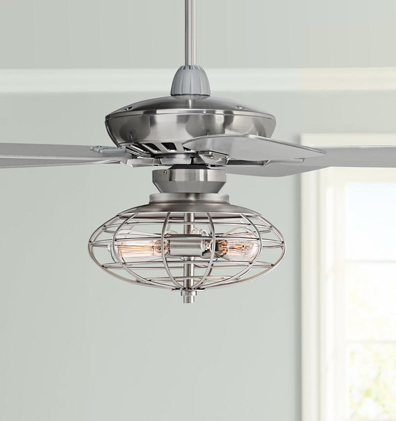 Ceiling Fans | 52" Journey Brushed Nickel Round Cage LED Ceiling Fan