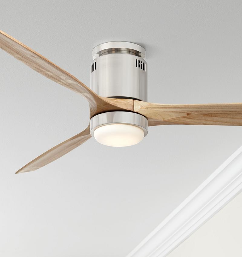 Ceiling Fans 52" Windspun Natural Nickel LED DC Hugger Ceiling Fan