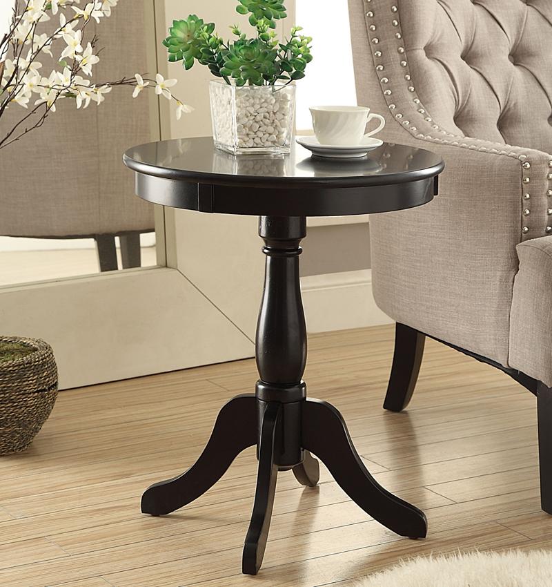 Tables | Alger 18" Wide Black Round Pedestal Wood Side Table