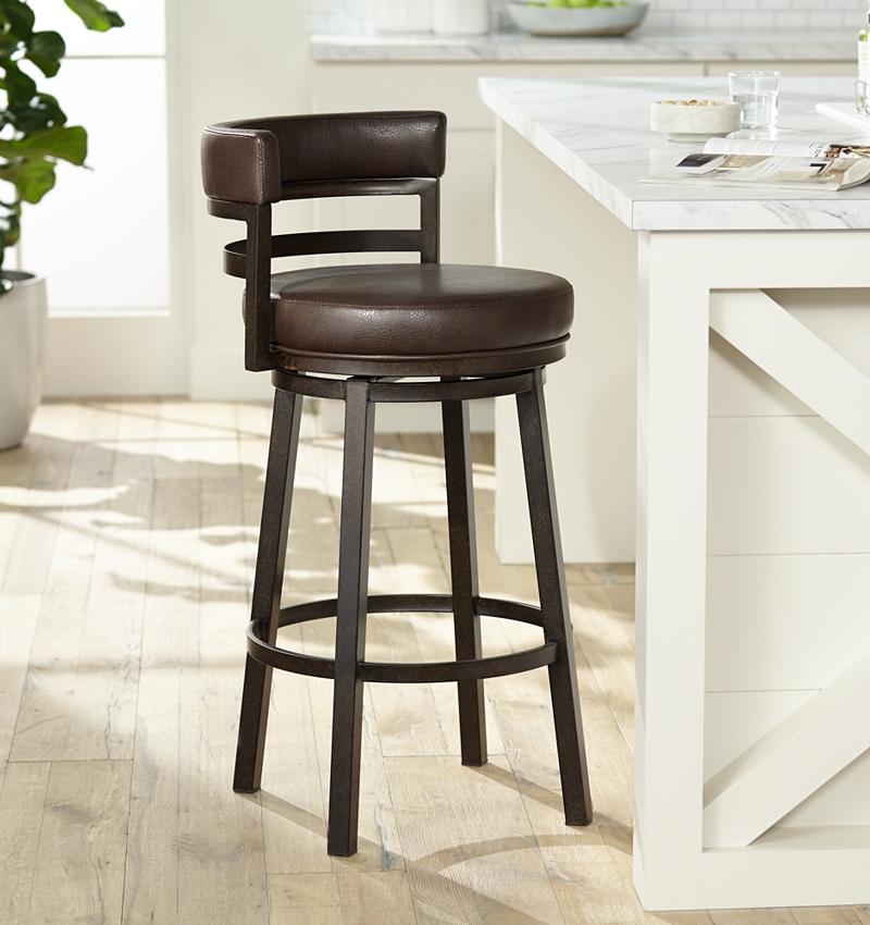 Seating | Madrid 30" Ford Brown Faux Leather Swivel Bar Stool