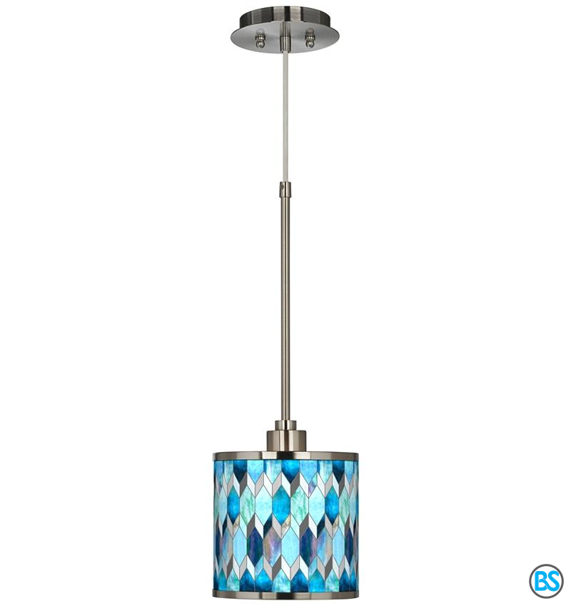 Chandeliers | Blue Tiffany-Style Giclee Glow Mini Pendant Light ...