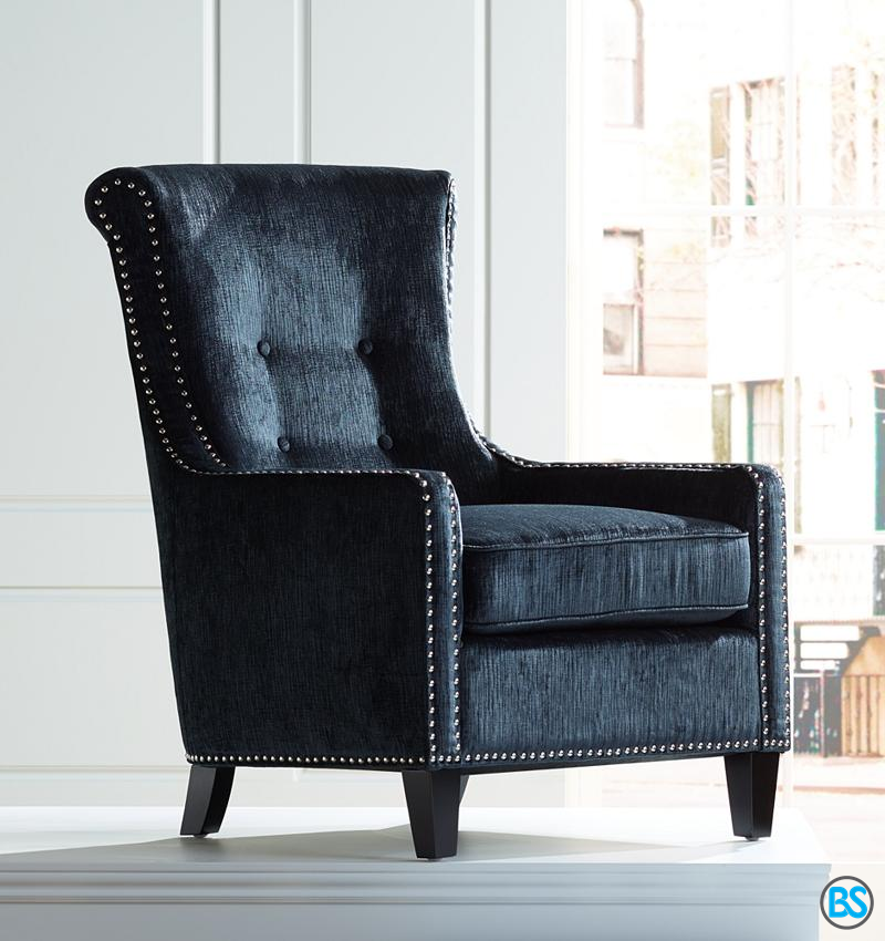 Seating | Chantelle Heather Dark Blue Accent Chair | brandowstore.com