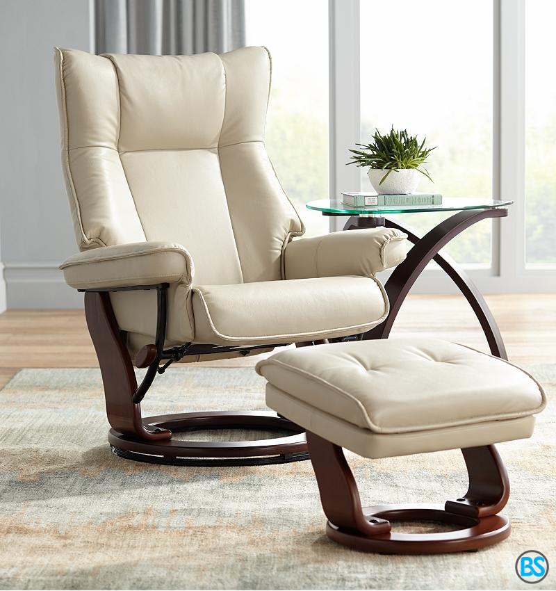Seating | Morgan Stucco Faux Leather Ottoman and Swiveling Recliner ...