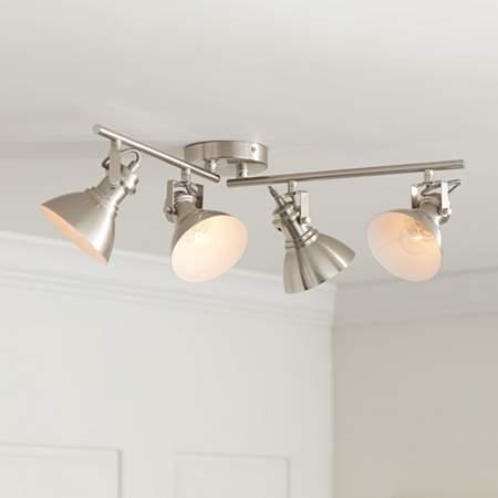 Track Lighting | Otis 4-Light Bushed Nickel Metal Track Fixture ...